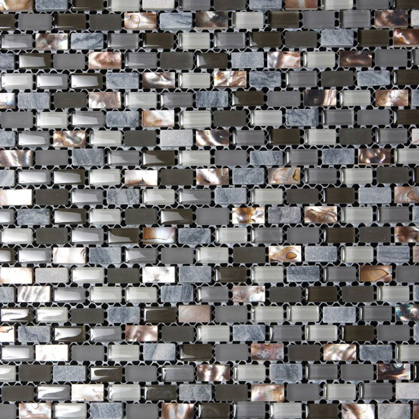 Dahli Grey Brick Mosaic - Various - 8mm - 286 x 286